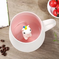 BigNoseDeer 3D Unikornis Bögre Tetővel, Kawaii Kávés Csésze Lányoknak, Ajándék Nőknek - Novelty 8