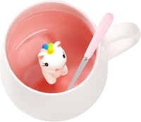 BigNoseDeer 3D Unikornis Bögre Tetővel, Kawaii Kávés Csésze Lányoknak, Ajándék Nőknek - Novelty 9