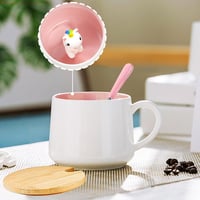 BigNoseDeer 3D Unikornis Bögre Tetővel, Kawaii Kávés Csésze Lányoknak, Ajándék Nőknek - Novelty 5