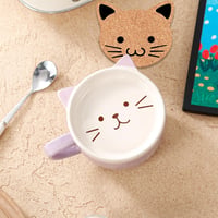 BigNoseDeer Aranyos Lila Macska Bögre Tetővel - Kawaii Kávéscsésze Macskamániásoknak - Purple 6