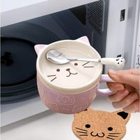 BigNoseDeer Aranyos Lila Macska Bögre Tetővel - Kawaii Kávéscsésze Macskamániásoknak - Purple 8