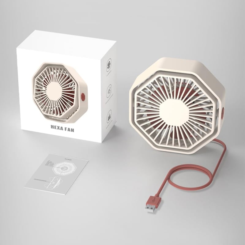 Bigqin USB Asztali Ventilátor 360° Forgó 3 Fokozat Halk Hexagon Lila
