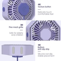 Bigqin USB Asztali Ventilátor 360° Forgó 3 Fokozat Halk Hexagon Lila 3