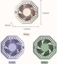 Bigqin USB Asztali Ventilátor 360° Forgó 3 Fokozat Halk Hexagon Lila 6