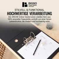 Zakladač BIGSO ARCHIE A4 s 2 krúžkami a pákovou mechanikou – tmavosivý šanón z lisovanej lepenky potiahnutý papierom 4