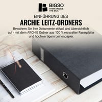 Zakladač na dokumenty BIGSO BOX OF SWEDEN ARCHIE A4 s 2 krúžkami a pákovým mechanizmom, čierny poťah s plátenným vzhľadom, na usporiadanie voľných listov 2
