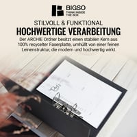 Zakladač na dokumenty BIGSO BOX OF SWEDEN ARCHIE A4 s 2 krúžkami a pákovým mechanizmom, čierny poťah s plátenným vzhľadom, na usporiadanie voľných listov 4