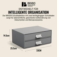 Bigso Box of Sweden Birger úložný box s 2 zásuvkami 33x25x14,5 cm – sivý 3