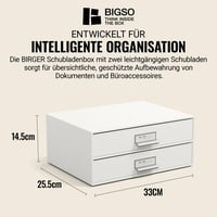 Bigso Box of Sweden Birger biely zásuvkový úložný box s 2 zásuvkami, organizér na kancelárske dokumenty a písacie potreby, z recyklovaného materiálu, 33x25x13 cm 3