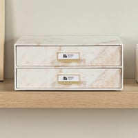 Bigso Box of Sweden Birger biely zásuvkový úložný box s 2 zásuvkami, organizér na kancelárske dokumenty a písacie potreby, z recyklovaného materiálu, 33x25x13 cm 2