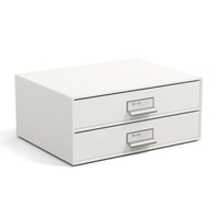 Bigso Box of Sweden Birger biely zásuvkový úložný box s 2 zásuvkami, organizér na kancelárske dokumenty a písacie potreby, z recyklovaného materiálu, 33x25x13 cm 1