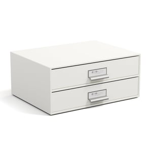 Bigso Box of Sweden Birger bijela kutija s ladicama, 2 ladice, organizator za uredske dokumente i pribor, od recikliranog materijala, 33x25x17 cm