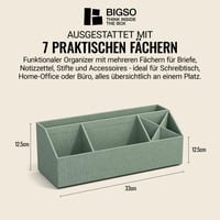 Stolný organizér BIGSO BOX OF SWEDEN ELISA – úložný box so 4 priehradkami na lístočky, kancelárske spinky, perá a drobnosti – drevovláknitá doska a papier – mätovo zelený 3