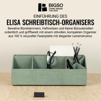 Stolný organizér BIGSO BOX OF SWEDEN ELISA – úložný box so 4 priehradkami na lístočky, kancelárske spinky, perá a drobnosti – drevovláknitá doska a papier – mätovo zelený 2