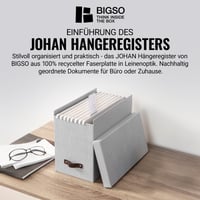 BIGSO BOX OF SWEDEN Johan A4 Box na závesné zakladače s vekom a držadlom - Stolový organizér na dokumenty - Recyklovaná drevovláknitá doska 2