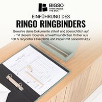 BIGSO BOX OF SWEDEN RINGO A4 zakladač s krúžkovou väzbou – 2-krúžkový úložný box na dokumenty, s euroobalmi a rozdeľovačmi – mätovo zelený 2