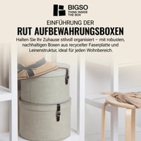 BIGSO BOX OF SWEDEN RUT Set de cutii de depozitare rotunde cu capac, 2 buc. - Cutii pentru pălării mare și mică cu curea din piele, aspect in, bej 2