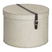 BIGSO BOX OF SWEDEN RUT Set de cutii de depozitare rotunde cu capac, 2 buc. - Cutii pentru pălării mare și mică cu curea din piele, aspect in, bej 4