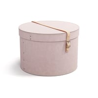 BIGSO BOX OF SWEDEN RUT Okrúhla súprava úložných boxov s vekom a koženým popruhom, 2 ks, ružová, 100 % recyklovaná drevovláknitá doska a vzhľad ľanu 4