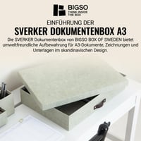 Bigso Box of Sweden Sverker úložný box na dokumenty A3 s vekom a rukoväťou – stolový zakladač na dokumenty, béžový, recyklovaná drevovláknitá doska, plátenný vzhľad 3