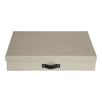 Bigso Box of Sweden Sverker úložný box na dokumenty A3 s vekom a rukoväťou – stolový zakladač na dokumenty, béžový, recyklovaná drevovláknitá doska, plátenný vzhľad 1