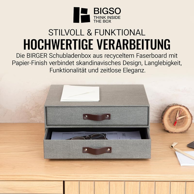 BIGSO BOX OF SWEDEN szürke fiókos irattartó szerveződoboz 2 fiókkal - Grey (Grey 2)