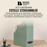 BIGSO ESTELLE Stojan na časopisy na noviny a dokumenty - Praktický organizér z drevovláknitej dosky a papiera s efektom plátna - Zakladač s úchytkou - Mätovo zelený 2