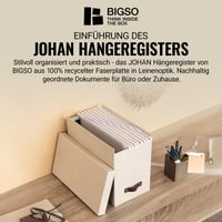 BIGSO JOHAN A4 Box na závesné zakladače s vekom a držadlom - Stolový organizér na dokumenty - Recyklovaná drevovláknitá doska - Béžová 2
