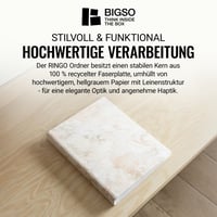 Dosar cu inele BIGSO RINGO A4 - biblioraft cu 2 inele pentru documente, folii protectoare și separatoare - marmură bej 4