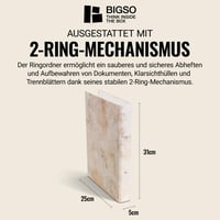 Dosar cu inele BIGSO RINGO A4 - biblioraft cu 2 inele pentru documente, folii protectoare și separatoare - marmură bej 3