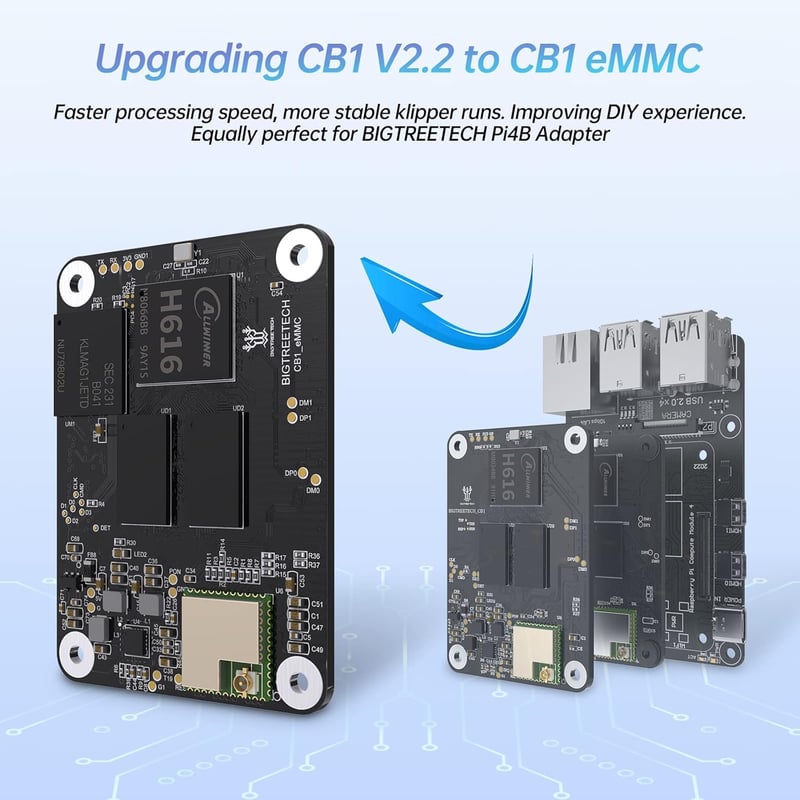 BIGTREETECH CB1 eMMC V1.1 Vezérlőpanel (1GB+32GB) Klipper Támogatással, Raspberry-Pi 3B/4B Kompatibilis, 3D Nyomtató Alkatrész