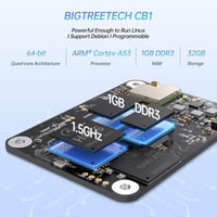 BIGTREETECH CB1 eMMC V1.1 Vezérlőpanel (1GB+32GB) Klipper Támogatással, Raspberry-Pi 3B/4B Kompatibilis, 3D Nyomtató Alkatrész 2