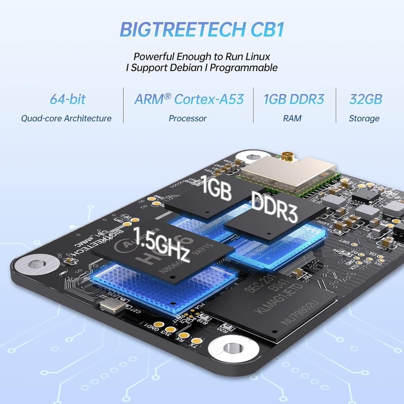 BIGTREETECH CB1 eMMC V1.1 Vezérlőpanel (1GB+32GB) Klipper Támogatással, Raspberry-Pi 3B/4B Kompatibilis, 3D Nyomtató Alkatrész
