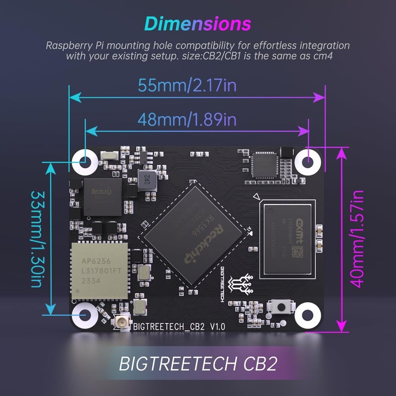 BIGTREETECH CB2 Core vezérlőkártya 2GB LPDDR4 32GB eMMC 3D nyomtatóhoz