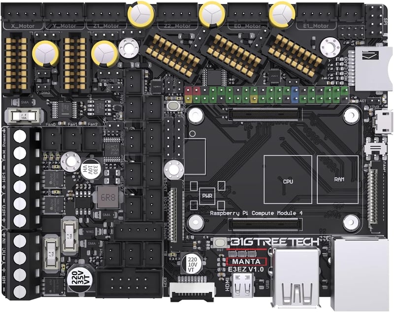 BIGTREETECH Manta E3 EZ 32Bit Vezérlőpanel - Csendes Alaplap Clipper Firmware Támogatással, CM4/CB1 Kompatibilis, EZ2209 Léptetőmotor Meghaj