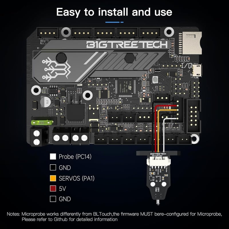 BIGTREETECH MicroProbe ágyérzékelő szenzor 3D nyomtatóhoz Ender-3 Voron RatRig