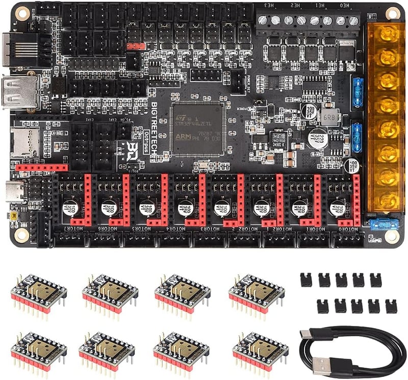 BIGTREETECH Octopus V1.1 Vezérlőpanel 8db TMC2208 UART Meghajtóval - 32 Bites, TFT Kijelzővel Kompatibilis, Klipper Firmware és Raspberry Pi
