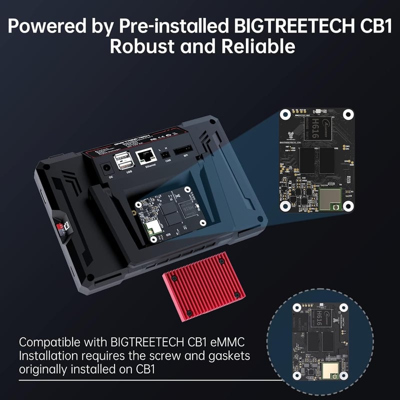 BIGTREETECH Pad 7 Klipper 7" Érintőképernyős Vezérlőpanel CB1 Processzorral - 3D Nyomtató Irányítópanel Ender-3 V2 Kompatibilis, CM4 Bővíthe