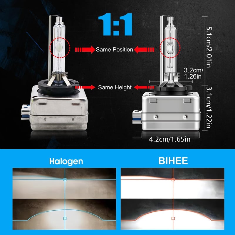 BIHEE D8S Xenon izzó 6000K fehér fény HID fényszóró 35W autó lámpa 2db