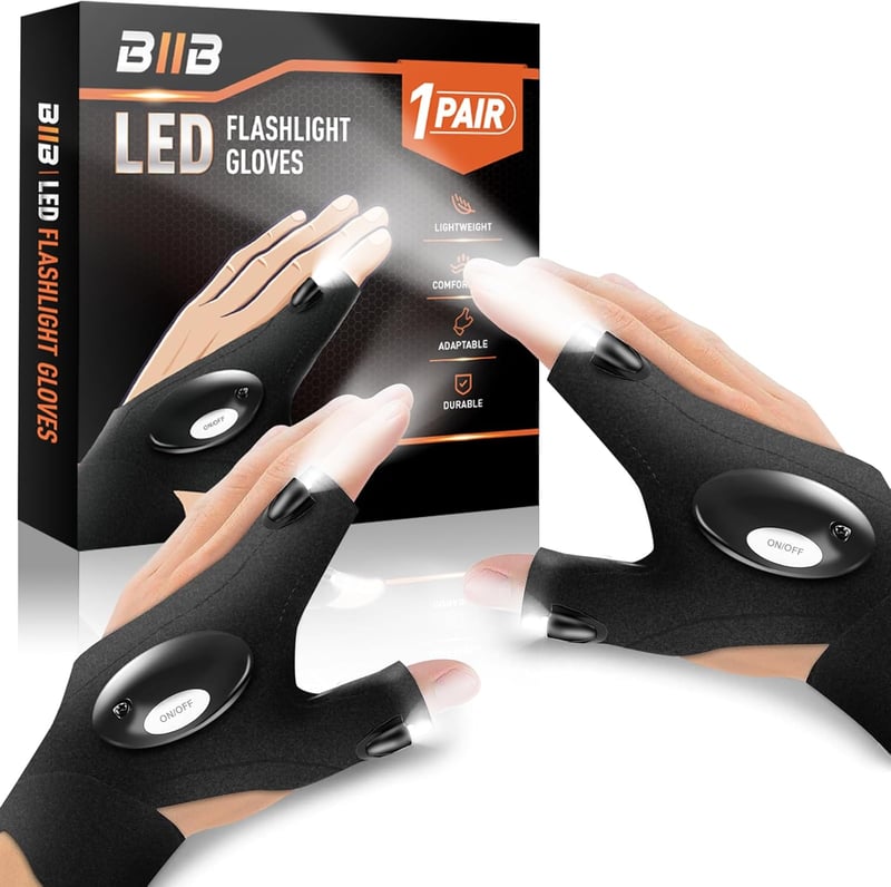 BIIB LED-es halászati kesztyű férfiaknak, ajándék ötlet férjnek, camping felszerelés