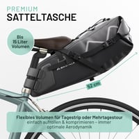 Geantă de șa pentru bicicletă BIKEPACK, pentru bikepacking, 15 litri, 100% impermeabilă - negru 2