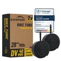 BikePeak 2 camere de aer pentru bicicletă 28 inch cu valvă Dunlop 40 mm - Cameră ETRTO 28/47-622/635 700C pentru biciclete Touring și Trekking 1