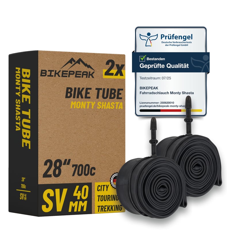 2 ks Cyklistická duša BikePeak Monty Shasta Trekking 28 palcov s ventilom Presta 40 mm, ETRTO 28/47-622/635, 700C, ventil SV Sclaverand