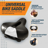 Șa de bicicletă pentru femei Bikeroo Albă - Șa lată cu căptușeală din spumă moale - Pentru biciclete cruiser, trekking, MTB și cu viteze - Include husă impermeabilă și unelte de montaj 2
