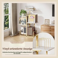 Bikoney Vintage Bakelit Lemez Tartó Állvány Növény Dizájnnal, LP Tároló Polc és Album Kiállító, Nappali és Hálószoba Dekoráció, Arany 6