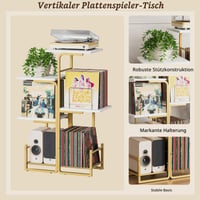 Bikoney Vintage Bakelit Lemez Tartó Állvány Növény Dizájnnal, LP Tároló Polc és Album Kiállító, Nappali és Hálószoba Dekoráció, Arany 4