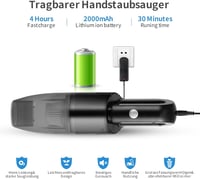 Bikuer Akkumulátoros Kézi Porszívó 9000 Pa Szívóerő, Vezeték Nélküli Autó Porszívó 2000 mAh Akkuval, Nedves Száraz Tasaknélküli Háztartási 3