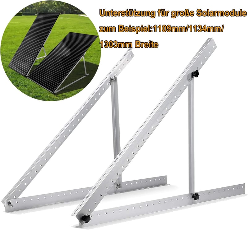 BILIJI Univerzális Napelem Tartókonzol Szett - 114 cm, Állítható Dőlésszögű Tetőrögzítés 100W-600W Panelekhez, 2 Pár