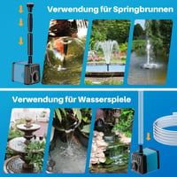 Solárna záhradná fontána Biling 12W, 450 l/h, tiché jazierkové čerpadlo so 4 dýzami a hadicou, kutilské vodné prvky pre záhradné jazierka a kvetináče, max. 5 m² 4