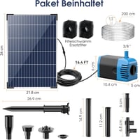 Biling 12W napelemes tócsapump szűrővel, 605 L/h szivattyú kerti vízjátékhoz 6